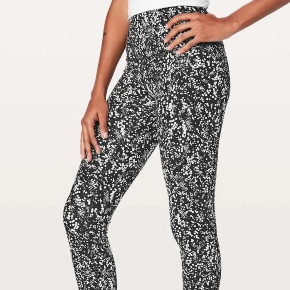 Lululemon Wunder Under Crop II Black Chirasu Black Spotted 19" Inseam Nulux 4 - Picture 2 of 12